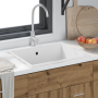 Lavabo de Cocina Blanco Granito con Orificio de Desbordamiento de , Fregaderos - Ref: Foro24-4012350, Precio: 163,62 €