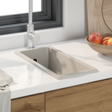 Fregadero de Cocina con Agujero de Desbordamiento Granito Beige de , Fregaderos - Ref: Foro24-4012357, Precio: 103,07 €