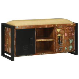 Banco de Madera Sólida Multicolor 100x35x50 cm Recuperada de , Bancos para recibidores y almacenamiento - Ref: Foro24-4013618...