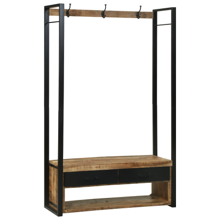 Perchero con Ganchos y Estantes 110x40x185 cm Madera Maciza Rugosa de Mango de , Estantes y estanterías - Ref: Foro24-4015963...