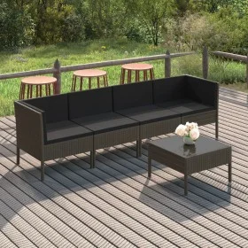 5-piece garden furniture set and gray synthetic rattan cushions by vidaXL, Garden sets - Ref: Foro24-3094338, Price: 371,40 €...