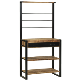 Estante de cocina 80x40x160 cm de madera maciza de mango de , Contenedores para utensilios de cocina - Ref: Foro24-4015989, P...