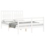 White solid wood bed frame with headboard 120x200 cm by vidaXL, Beds and slatted bases - Ref: Foro24-3194307, Price: 133,68 €...