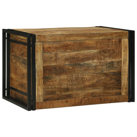 Caja de Almacenamiento 80x50x50 cm de Madera Sólida de Mango sin Pulir de , Baúles de almacenamiento - Ref: Foro24-4016745, P...