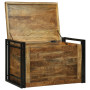 Caja de Almacenamiento 80x50x50 cm de Madera Sólida de Mango sin Pulir de , Baúles de almacenamiento - Ref: Foro24-4016745, P...