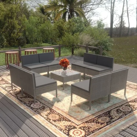 9-piece garden furniture set and gray synthetic rattan cushions by vidaXL, Garden sets - Ref: Foro24-3094318, Price: 624,67 €...