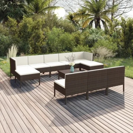 Garden furniture set 11 pieces and brown synthetic rattan cushions by vidaXL, Garden sets - Ref: Foro24-3094571, Price: 996,2...
