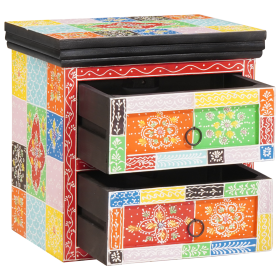 Cabinet de Noche Multicolor 40x30x40 cm Madera Sólida Mango de , Mesitas de noche - Ref: Foro24-4017588, Precio: 92,83 €