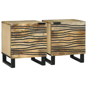 Cabinetes de noche 2 pcs 40x33.5x46 cm Madera maciza de mango