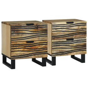 Armarios de Noche 2 pcs 40x33.5x46 cm de Madera de Mango y Madera Ingenierizada de , Mesitas de noche - Ref: Foro24-4017935, ...