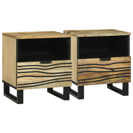 Gabinetes de noche 2 pcs 40x33x46 cm de madera maciza de mango | Foro24.es | Tu tienda online para hogar, jardín y más Foro24.es
