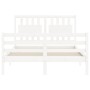 White solid wood bed frame with headboard 120x200 cm by vidaXL, Beds and slatted bases - Ref: Foro24-3194307, Price: 133,68 €...