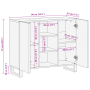 Aparador 90x33.5x75 cm de Madera Maciza de Mango de , Almacenamiento para CD y DVD - Ref: Foro24-4017964, Precio: 165,21 €, D...