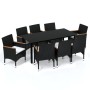 9-teiliges Gartenmöbel-Set und schwarze synthetische Rattankissen von vidaXL, Gartensets - Ref: Foro24-3095002, Preis: 620,89...