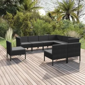 Garden furniture set 9 pieces black synthetic rattan cushions by vidaXL, Garden sets - Ref: Foro24-3094449, Price: 778,94 €, ...