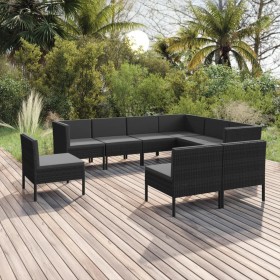 Gartenmöbel-Set 9-teilig mit schwarzen synthetischen Rattankissen von vidaXL, Gartensets - Ref: Foro24-3094449, Preis: 783,56...