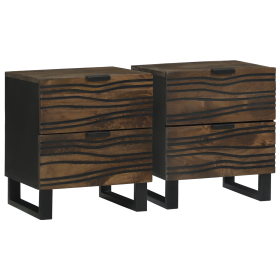 Mesas de Noche 2 pcs 40x33.5x46 cm Madera Maciza de Mango