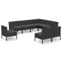 Garden furniture set 9 pieces black synthetic rattan cushions by vidaXL, Garden sets - Ref: Foro24-3094449, Price: 778,94 €, ...