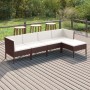 Set muebles de jardín 5 pzas y cojines ratán sintético marrón de vidaXL, Conjuntos de jardín - Ref: Foro24-3094379, Precio: 3...