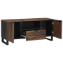 Gabinete para TV 105x33.5x46 cm de Madera Maciza de Nogal de , Almacenamiento para CD y DVD - Ref: Foro24-4018022, Precio: 14...