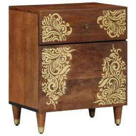 Mesa de Noche Marrón miel Madera maciza 50 x 33 x 60 cm Duradera