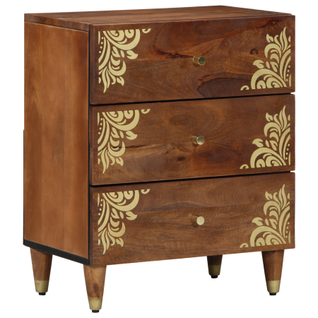 Mesa de Noche Marrón miel con patrones dorados Madera Maciza de Mango | Foro24.es | Tu tienda online para hogar, jardín y más Foro24.es