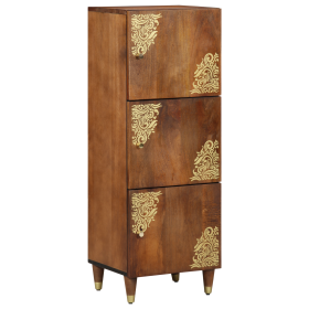 Mueble Alto Color miel con detalles dorados Madera maciza de mango de , Almacenamiento para CD y DVD - Ref: Foro24-4018765, P...