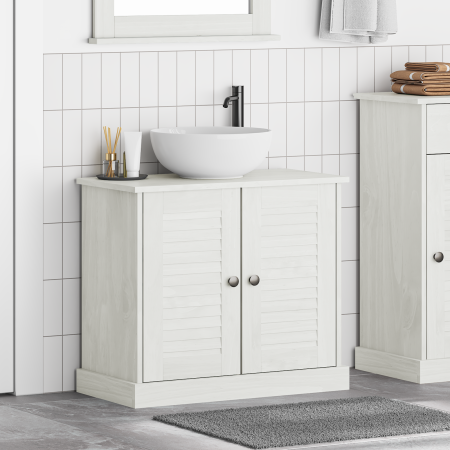Armario de fregadero "VIGO" con puertas 67.5x34x59 cm Madera maciza de pino de , Tocadores de baño - Ref: Foro24-4019102, Pre...