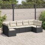 Conjunto de sofá de jardín 7 pcs Negro Poliratán