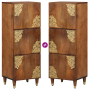 Mueble Alto Color miel con detalles dorados Madera maciza de mango de , Almacenamiento para CD y DVD - Ref: Foro24-4018765, P...