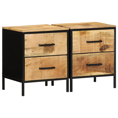 Cabinets de Noche 2 pcs 40x35x50 cm Madera Maciza Rústica de Mango de , Mesitas de noche - Ref: Foro24-4019638, Precio: 223,0...
