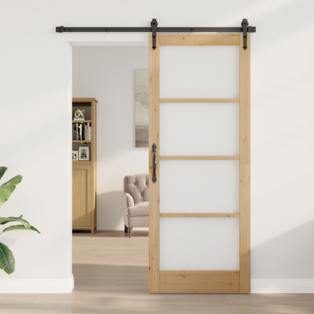 puerta interior con cristal "ORKDAL" 83x211x4 cm de madera maciza de pino de , Puertas para el hogar - Ref: Foro24-4102695, P...