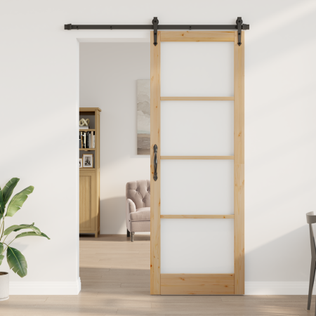 Puerta Interior con Vidrio "ORKDAL" 83x232x4 cm de Madera Maciza de Pino de , Puertas para el hogar - Ref: Foro24-4102697, Pr...