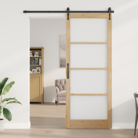 Puerta Interior con Cristal "ORKDAL" 93x232x4 cm Madera Sólida de Pino de , Puertas para el hogar - Ref: Foro24-4102707, Prec...