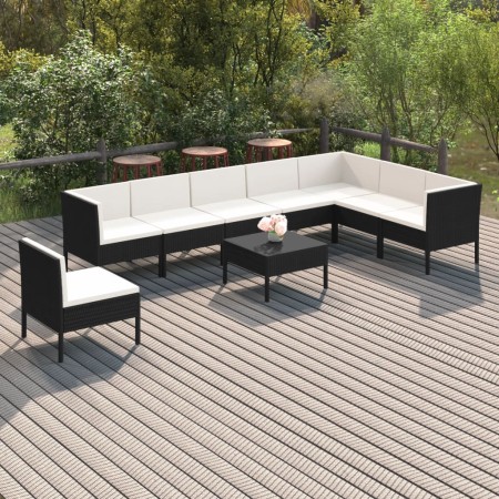9-teiliges Gartenmöbel-Set und schwarze synthetische Rattankissen von vidaXL, Gartensets - Ref: Foro24-3094444, Preis: 787,11...