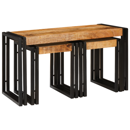Mesas Nido 3 pcs Madera Maciza de Mango Rugoso de , Mesas auxiliares - Ref: Foro24-4104730, Precio: 184,83 €, Descuento: %