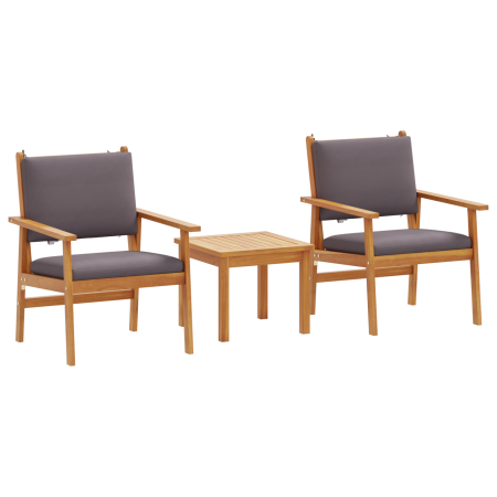 Conjunto de bistró de jardín de 3 piezas con cojines de madera maciza de acacia de , Sofás de exterior - Ref: Foro24-4106581,...