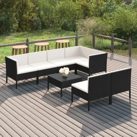 8-piece garden furniture set and black synthetic rattan cushions by vidaXL, Garden sets - Ref: Foro24-3094392, Price: 627,72 ...