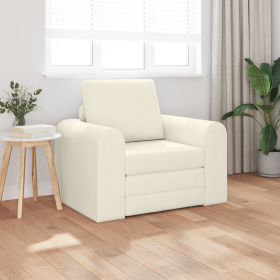 Sofá Cama 2 en 1 Crema 98x71x83 cm de Terciopelo