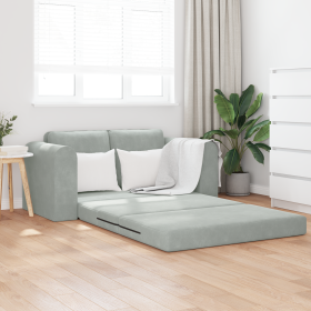 Sofá cama de piso 2 en 1 Gris Claro 148x71x83 cm de terciopelo