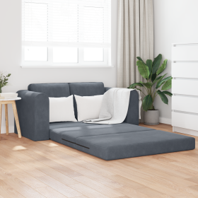 Sofá Cama de Suelo 2 en 1 Gris Oscuro 148x71x83 cm de Terciopelo