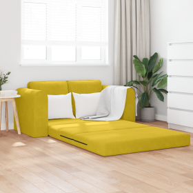 Sofá Cama de Piso 2 en 1 Amarillo 148x71x83 cm de Terciopelo