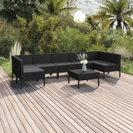 8-teiliges Gartenmöbel-Set und schwarze synthetische Rattankissen von vidaXL, Gartensets - Ref: Foro24-3094593, Preis: 622,65...