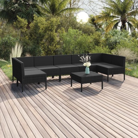 8-teiliges Gartenmöbel-Set und schwarze synthetische Rattankissen von vidaXL, Gartensets - Ref: Foro24-3094593, Preis: 633,31...