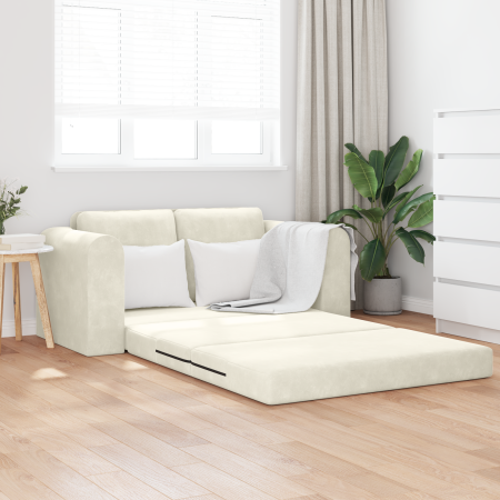 Sofá Cama 2 en 1 Crema 148x71x83 cm de Terciopelo
