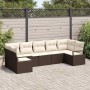 Conjunto de sofá de jardín 7 pcs Marrón Poliratán