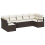 Conjunto de sofá de jardín 7 pcs Marrón Poliratán