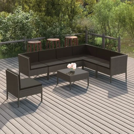8-teiliges Gartenmöbel-Set und graue synthetische Rattankissen von vidaXL, Gartensets - Ref: Foro24-3094442, Preis: 616,37 €,...