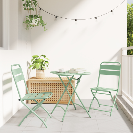 Sillas de jardín plegables 2 piezas Verde claro 42x52x82 cm Acero recubierto en polvo | Foro24.es | Tu tienda online para hogar, jardín y más Foro24.es