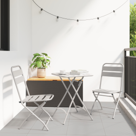 Sillas de jardín plegables 2 pcs Beige 42x52x82 cm Acero con revestimiento en polvo